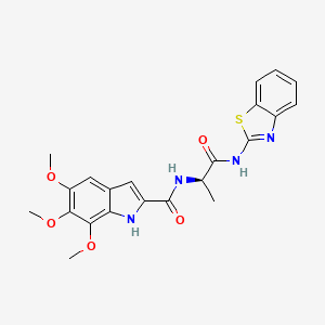 molecular formula C22H22N4O5S B11130231 N-[(2R)-1-(1,3-benzothiazol-2-ylamino)-1-oxopropan-2-yl]-5,6,7-trimethoxy-1H-indole-2-carboxamide 