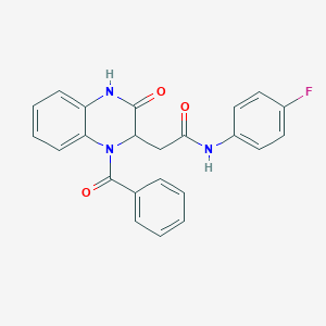 molecular formula C23H18FN3O3 B11130507 N-(4-fluorophenyl)-2-[3-oxo-1-(phenylcarbonyl)-1,2,3,4-tetrahydroquinoxalin-2-yl]acetamide 