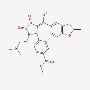 molecular formula C26H28N2O6 B11130623 methyl 4-[(3Z)-1-[2-(dimethylamino)ethyl]-3-[hydroxy-(2-methyl-2,3-dihydro-1-benzofuran-5-yl)methylidene]-4,5-dioxopyrrolidin-2-yl]benzoate 