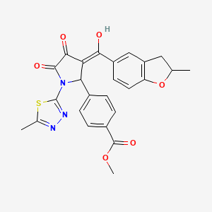 molecular formula C25H21N3O6S B11130733 methyl 4-{4-hydroxy-3-[(2-methyl-2,3-dihydro-1-benzofuran-5-yl)carbonyl]-1-(5-methyl-1,3,4-thiadiazol-2-yl)-5-oxo-2,5-dihydro-1H-pyrrol-2-yl}benzoate 