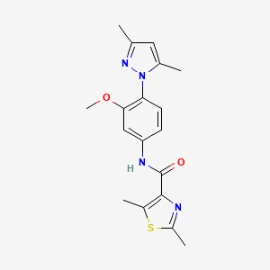 molecular formula C18H20N4O2S B11130740 N-[4-(3,5-dimethyl-1H-pyrazol-1-yl)-3-methoxyphenyl]-2,5-dimethyl-1,3-thiazole-4-carboxamide 