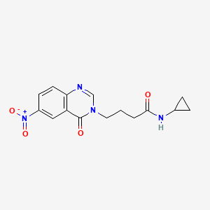 molecular formula C15H16N4O4 B11130896 N-cyclopropyl-4-(6-nitro-4-oxoquinazolin-3(4H)-yl)butanamide 