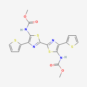 molecular formula C18H14N4O4S4 B11130959 methyl N-(2-{5-[(methoxycarbonyl)amino]-4-(thiophen-2-yl)-1,3-thiazol-2-yl}-4-(thiophen-2-yl)-1,3-thiazol-5-yl)carbamate 