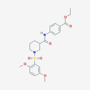 molecular formula C23H28N2O7S B11131003 Ethyl 4-[({1-[(2,5-dimethoxyphenyl)sulfonyl]piperidin-3-yl}carbonyl)amino]benzoate 