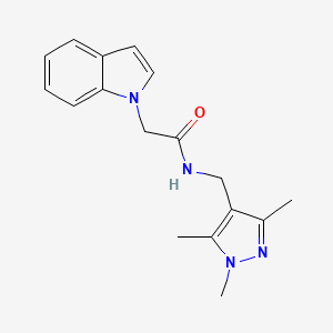 molecular formula C17H20N4O B11131053 2-(1H-indol-1-yl)-N-[(1,3,5-trimethyl-1H-pyrazol-4-yl)methyl]acetamide 