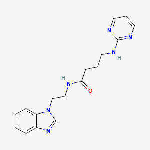 molecular formula C17H20N6O B11131063 N-[2-(1H-1,3-benzimidazol-1-yl)ethyl]-4-(2-pyrimidinylamino)butanamide 