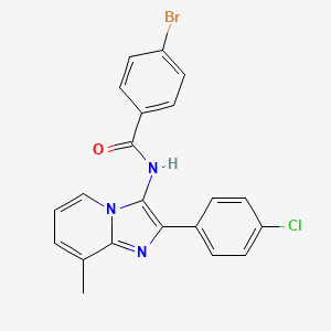 molecular formula C21H15BrClN3O B11131075 4-bromo-N-[2-(4-chlorophenyl)-8-methylimidazo[1,2-a]pyridin-3-yl]benzamide 