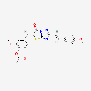molecular formula C23H19N3O5S B11131089 2-methoxy-4-[(Z)-{2-[(E)-2-(4-methoxyphenyl)ethenyl]-6-oxo[1,3]thiazolo[3,2-b][1,2,4]triazol-5(6H)-ylidene}methyl]phenyl acetate 
