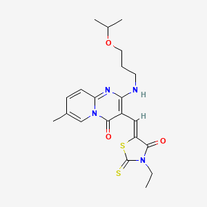 molecular formula C21H26N4O3S2 B11131168 3-[(Z)-(3-ethyl-4-oxo-2-thioxo-1,3-thiazolidin-5-ylidene)methyl]-7-methyl-2-{[3-(propan-2-yloxy)propyl]amino}-4H-pyrido[1,2-a]pyrimidin-4-one 
