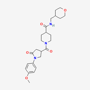 molecular formula C24H33N3O5 B11131185 1-{[1-(4-methoxyphenyl)-5-oxotetrahydro-1H-pyrrol-3-yl]carbonyl}-N-(tetrahydro-2H-pyran-4-ylmethyl)-4-piperidinecarboxamide 