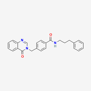 molecular formula C25H23N3O2 B11131219 4-[(4-oxoquinazolin-3(4H)-yl)methyl]-N-(3-phenylpropyl)benzamide 