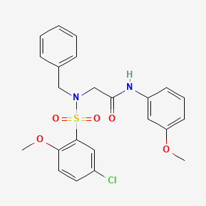 molecular formula C23H23ClN2O5S B11131221 N~2~-benzyl-N~2~-[(5-chloro-2-methoxyphenyl)sulfonyl]-N-(3-methoxyphenyl)glycinamide 