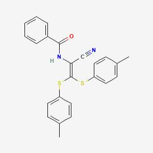 molecular formula C24H20N2OS2 B11131245 N-{1-cyano-2,2-bis[(4-methylphenyl)sulfanyl]ethenyl}benzamide 