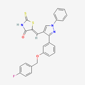 molecular formula C26H18FN3O2S2 B11131257 (5Z)-5-[(3-{3-[(4-fluorobenzyl)oxy]phenyl}-1-phenyl-1H-pyrazol-4-yl)methylidene]-2-thioxo-1,3-thiazolidin-4-one 