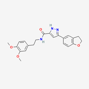 molecular formula C22H23N3O4 B11131277 5-(2,3-dihydro-1-benzofuran-5-yl)-N-[2-(3,4-dimethoxyphenyl)ethyl]-1H-pyrazole-3-carboxamide 