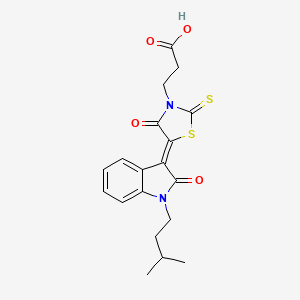 molecular formula C19H20N2O4S2 B11131345 3-{(5Z)-5-[1-(3-methylbutyl)-2-oxo-1,2-dihydro-3H-indol-3-ylidene]-4-oxo-2-thioxo-1,3-thiazolidin-3-yl}propanoic acid 