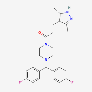 molecular formula C25H28F2N4O B11131360 1-{4-[bis(4-fluorophenyl)methyl]piperazino}-3-(3,5-dimethyl-1H-pyrazol-4-yl)-1-propanone 