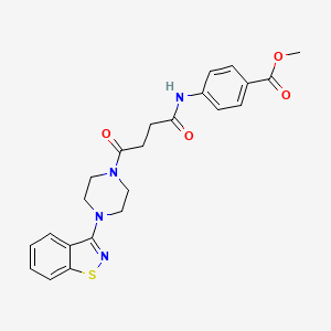molecular formula C23H24N4O4S B11131375 Methyl 4-({4-[4-(1,2-benzisothiazol-3-yl)piperazino]-4-oxobutanoyl}amino)benzoate 