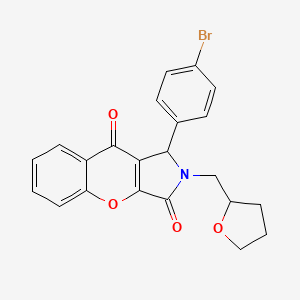 molecular formula C22H18BrNO4 B11131382 1-(4-Bromophenyl)-2-(tetrahydrofuran-2-ylmethyl)-1,2-dihydrochromeno[2,3-c]pyrrole-3,9-dione 