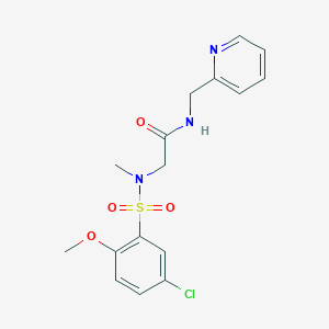 molecular formula C16H18ClN3O4S B11131464 2-[(5-Chloro-2-methoxy-benzenesulfonyl)-methyl-amino]-N-pyridin-2-ylmethyl-acetamide 