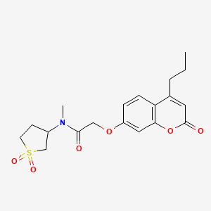 molecular formula C19H23NO6S B11131491 N-(1,1-dioxidotetrahydrothiophen-3-yl)-N-methyl-2-((2-oxo-4-propyl-2H-chromen-7-yl)oxy)acetamide 