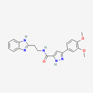 molecular formula C21H21N5O3 B11131507 N-[2-(1H-benzimidazol-2-yl)ethyl]-5-(3,4-dimethoxyphenyl)-1H-pyrazole-3-carboxamide 