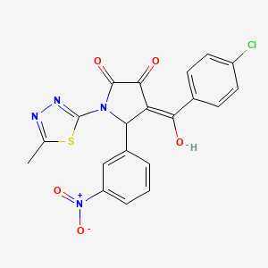 molecular formula C20H13ClN4O5S B11131563 4-(4-Chlorobenzoyl)-3-hydroxy-1-(5-methyl-1,3,4-thiadiazol-2-yl)-5-(3-nitrophenyl)-1H-pyrrol-2(5H)-one CAS No. 477332-99-3