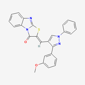 molecular formula C26H18N4O2S B11131572 (2Z)-2-{[3-(3-methoxyphenyl)-1-phenyl-1H-pyrazol-4-yl]methylidene}[1,3]thiazolo[3,2-a]benzimidazol-3(2H)-one 