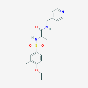 molecular formula C18H23N3O4S B11131593 N~2~-[(4-ethoxy-3-methylphenyl)sulfonyl]-N-(pyridin-4-ylmethyl)alaninamide 
