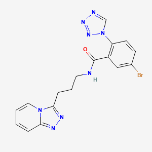 molecular formula C17H15BrN8O B11131698 5-bromo-2-(1H-1,2,3,4-tetraazol-1-yl)-N-(3-[1,2,4]triazolo[4,3-a]pyridin-3-ylpropyl)benzamide 