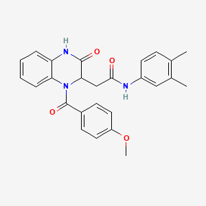 molecular formula C26H25N3O4 B11131727 N-(3,4-dimethylphenyl)-2-{1-[(4-methoxyphenyl)carbonyl]-3-oxo-1,2,3,4-tetrahydroquinoxalin-2-yl}acetamide 