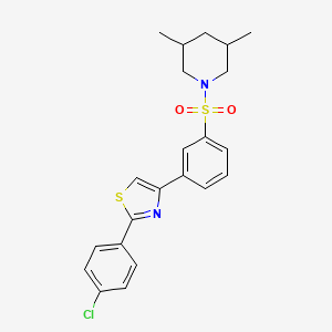 molecular formula C22H23ClN2O2S2 B11131735 2-(4-Chlorophenyl)-4-{3-[(3,5-dimethylpiperidino)sulfonyl]phenyl}-1,3-thiazole 