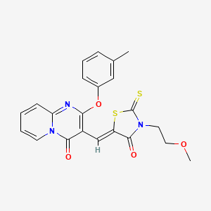 molecular formula C22H19N3O4S2 B11131769 3-{(Z)-[3-(2-methoxyethyl)-4-oxo-2-thioxo-1,3-thiazolidin-5-ylidene]methyl}-2-(3-methylphenoxy)-4H-pyrido[1,2-a]pyrimidin-4-one 