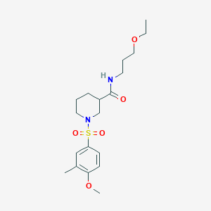 molecular formula C19H30N2O5S B11131779 N-(3-ethoxypropyl)-1-[(4-methoxy-3-methylphenyl)sulfonyl]piperidine-3-carboxamide 