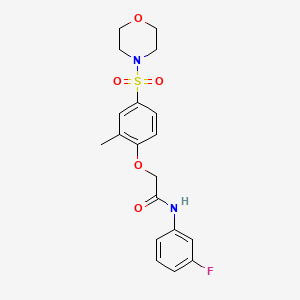molecular formula C19H21FN2O5S B11131816 N-(3-Fluoro-phenyl)-2-[2-methyl-4-(morpholine-4-sulfonyl)-phenoxy]-acetamide 