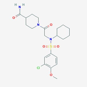 molecular formula C21H30ClN3O5S B11131863 1-{N-[(3-chloro-4-methoxyphenyl)sulfonyl]-N-cyclohexylglycyl}piperidine-4-carboxamide 