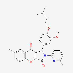 molecular formula C30H30N2O5 B11131957 1-[3-Methoxy-4-(3-methylbutoxy)phenyl]-7-methyl-2-(6-methylpyridin-2-yl)-1,2-dihydrochromeno[2,3-c]pyrrole-3,9-dione 