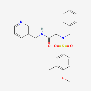 molecular formula C23H25N3O4S B11131966 N~2~-benzyl-N~2~-[(4-methoxy-3-methylphenyl)sulfonyl]-N-(pyridin-3-ylmethyl)glycinamide 