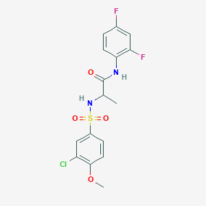 molecular formula C16H15ClF2N2O4S B11132004 N~2~-[(3-chloro-4-methoxyphenyl)sulfonyl]-N-(2,4-difluorophenyl)alaninamide 