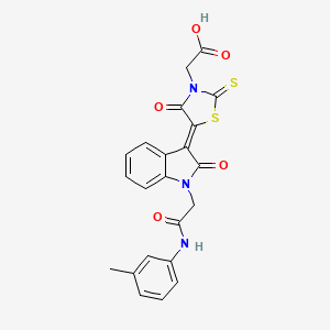molecular formula C22H17N3O5S2 B11132027 2-{5-[(3Z)-1-{[(3-methylphenyl)carbamoyl]methyl}-2-oxo-2,3-dihydro-1H-indol-3-ylidene]-4-oxo-2-sulfanylidene-1,3-thiazolidin-3-yl}acetic acid 