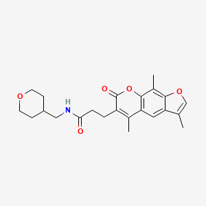 molecular formula C23H27NO5 B11132091 N-(tetrahydro-2H-pyran-4-ylmethyl)-3-(3,5,9-trimethyl-7-oxo-7H-furo[3,2-g]chromen-6-yl)propanamide 