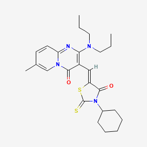 molecular formula C25H32N4O2S2 B11132215 3-[(Z)-(3-cyclohexyl-4-oxo-2-thioxo-1,3-thiazolidin-5-ylidene)methyl]-2-(dipropylamino)-7-methyl-4H-pyrido[1,2-a]pyrimidin-4-one 