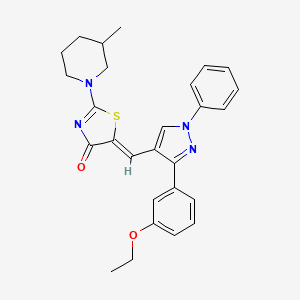 molecular formula C27H28N4O2S B11132261 5-{(Z)-1-[3-(3-ethoxyphenyl)-1-phenyl-1H-pyrazol-4-yl]methylidene}-2-(3-methylpiperidino)-1,3-thiazol-4-one 