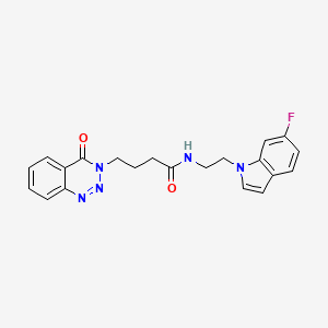 molecular formula C21H20FN5O2 B11132272 N-[2-(6-fluoro-1H-indol-1-yl)ethyl]-4-(4-oxo-1,2,3-benzotriazin-3(4H)-yl)butanamide 