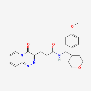 molecular formula C23H26N4O4 B11132308 N-{[4-(4-methoxyphenyl)tetrahydro-2H-pyran-4-yl]methyl}-3-(4-oxo-4H-pyrido[2,1-c][1,2,4]triazin-3-yl)propanamide 