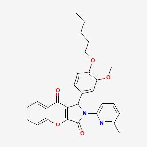 molecular formula C29H28N2O5 B11132345 1-[3-Methoxy-4-(pentyloxy)phenyl]-2-(6-methylpyridin-2-yl)-1,2-dihydrochromeno[2,3-c]pyrrole-3,9-dione 