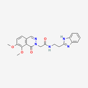 molecular formula C21H21N5O4 B11132357 N-[2-(1H-1,3-benzimidazol-2-yl)ethyl]-2-[7,8-dimethoxy-1-oxo-2(1H)-phthalazinyl]acetamide 