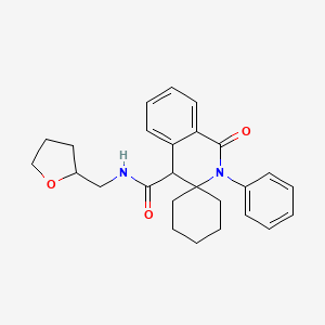 molecular formula C26H30N2O3 B11132415 1'-oxo-2'-phenyl-N-(tetrahydrofuran-2-ylmethyl)-1',4'-dihydro-2'H-spiro[cyclohexane-1,3'-isoquinoline]-4'-carboxamide 
