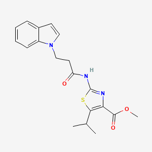 molecular formula C19H21N3O3S B11132451 methyl 2-{[3-(1H-indol-1-yl)propanoyl]amino}-5-isopropyl-1,3-thiazole-4-carboxylate 