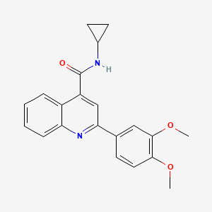 molecular formula C21H20N2O3 B11132571 N-cyclopropyl-2-(3,4-dimethoxyphenyl)quinoline-4-carboxamide 